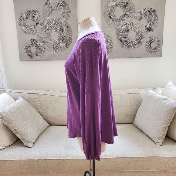 Suzanne Betro Weekend  Lace-Accent Raglan Sweatshirt sz 1x - Picture 7 of 12